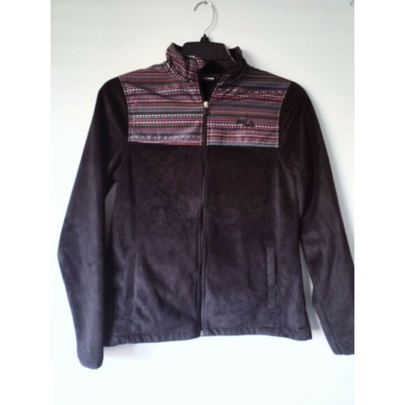FILA Sport Aztec Print Fleece Full Zip Jacket Size S Active Black Geometric Logo - Picture 1 of 5